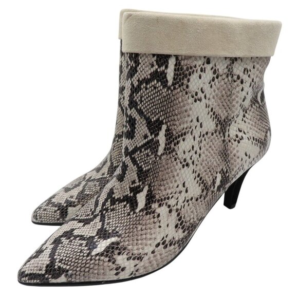 42 Gold Ojai Womens 8.5 Leather Snake Snakeskin Python Print Heeled Ankle Boots - Picture 1 of 11